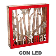 Red led wood decoration cm22x4,5h22