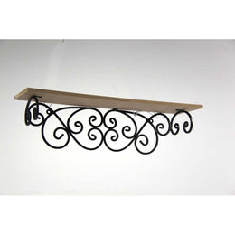 Mensola in metallo con piano in legno  cm 51 x 13 x 14