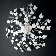 Plafoniera shabby in ferro sei luci Bianco strass in cristallo cm 80 edera