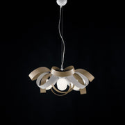 Lampadario a sospensione in ferro Bianco Tortora quattro luci 66x h28 cm