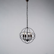 Lampadario a sospensione in ferro Nero Oro quattro luci 39x h42 cm