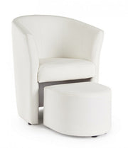Poltrona in similpelle con pouf estraibile Bianco RITA 64,5x 59,5x h78 cm