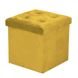 Puff velluto giallo quadro cm38x38h38