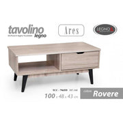 Tavolino basso salotto  rovere con ripiano e vano  cm 100 x 48 x 43 h