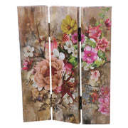 Paravento stampa 3 ante con fiori rosa cm 120,6x2,5xh180,6x2,5xh180