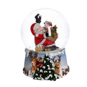 Palla di vetro con carillon babbo azzurro cm10x11h14,5