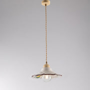 Lampadario cavo in tessuto Marrone Decape una luce paralume in Ceramica 30x h15 cm