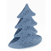 Portacandele albero metallo azzurro cm25x13h28