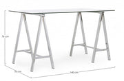 Scrivania moderna Alchimia Cromo con piano in vetro 140x70x76h cm