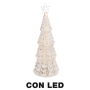 Albero led vetro con stella bianco cm ø9,5h26