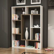 Libreria Liam bianca dettaglio geometrico noce 100x136h
