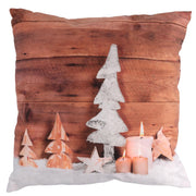 Cuscino tessuto decorazioni led marronecm40x40