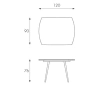 Tavolo allungabile con top in vetro temperato bianco 120/180x90h cm