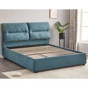 Letto Matrimoniale Contenitore Safira Tessuto Blu L 173 x P 214,5 x H 112 cm