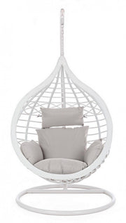 Poltrona sospesa bianco con cuscino in fibra sintetica