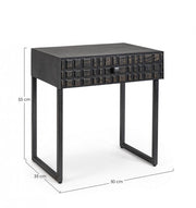Tavolino nero 1 cassetto in legno stile industriale 50x35x55