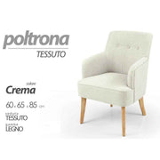Poltrona in tessuto da camera o salotto piedi legno cm 60 x 65 x 85 h crema