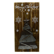 Targhetta merry christmas legno-metallocm30x60x2,5