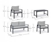 Salotto da giardino antracite con cuscini sfoderabili