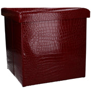 Puff ecopelle rosso quadro cm30x30h30