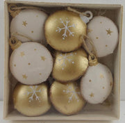 Addobbo metallo confezione 8pz bianco orocm11x11h2,5