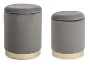 Set da 2 Pouf in velluto con contenitore Grigio POLINA