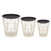 Set 3 tavolino contenitore in metallo stile atmosphere