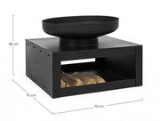 Braciere con porta legna nero arredo giardino Efesto