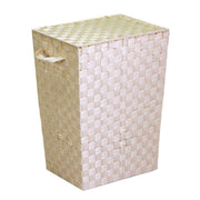 Rectangular lined cream polyester basket cm40x30h53