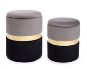 Set due pouf moderni apribili grigio nero oro