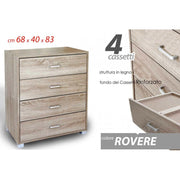 Cassettiera camera como 4 cassetti rovere