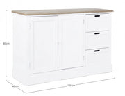 Credenza in MDF due ante tre cassetti Bianca DOROTEA 123x40x h82 cm