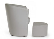 Poltrona con Pouf grigio chiaro in similpelle stile design