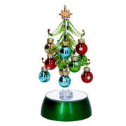 Albero vetro verde con sfere cm12x10h19