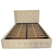 Letto matrimoniale contenitore Buttonsquare champagne con testiera trapuntata