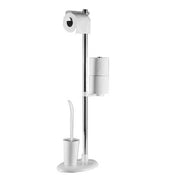 Portarotolo da terra colore bianco in alluminio con portascopino in plastica  27 x 19 x 69 cm