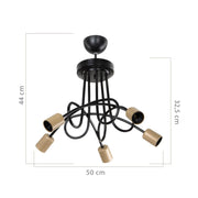 Lampada da soffitto a 5 luci Sardala MDL3843 metallo intrecciato