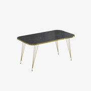 Tavolino rettangolare Reeta marmo nero con fascia oro e gambe oro