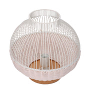 White rattan lamp with cmø30,5h29,5 base