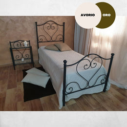 Letto singolo Papavero ferro battuto avorio oro EFFEZ