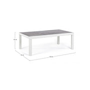 Tavolino per esterno in alluminio Bianco KLEDI LUNAR 120x70x h43 cm