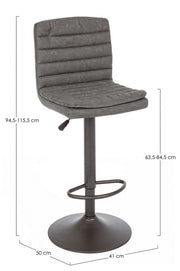 Sgabello bar Connor grigio scuro in ecopelle vintage
