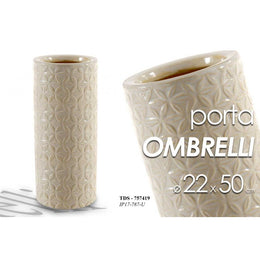 Portaombrelli in ceramica beige design   cm 22 x 50 h