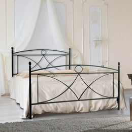 Letto in ferro matrimoniale con pediera Nero ALICE 166x208x h128 cm