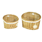 Cesta pensile vimini 1-2 lorraine c/pizzo e fiore bianco cm25x16h12/19