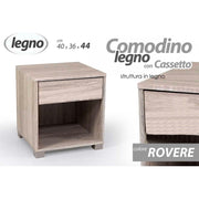 Comodino con cassetto letto rovere camera cm 40 x 36 x 44 h