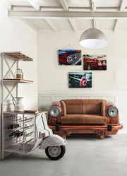 Divano Ambassador in pelle marrone 159x65x75h cm