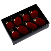 Glass sphere pack of 8 assorted shapes burgundy velvet cm17x11h4,5