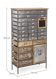 Cassettiera OFFICINA in acciaio e legno 132.5h cm