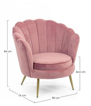 Poltrona retro in velluto rosa pavone cm 80 x 76 x 84 h
